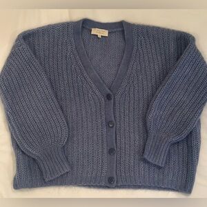 Sezane Blue Mohair Knit Cardigan